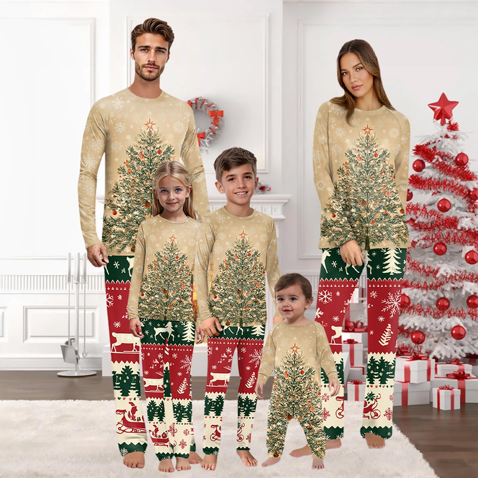 Fgvctg Family Christmas Pajama Set Long Sleeve Couple Pajamas Cute ...