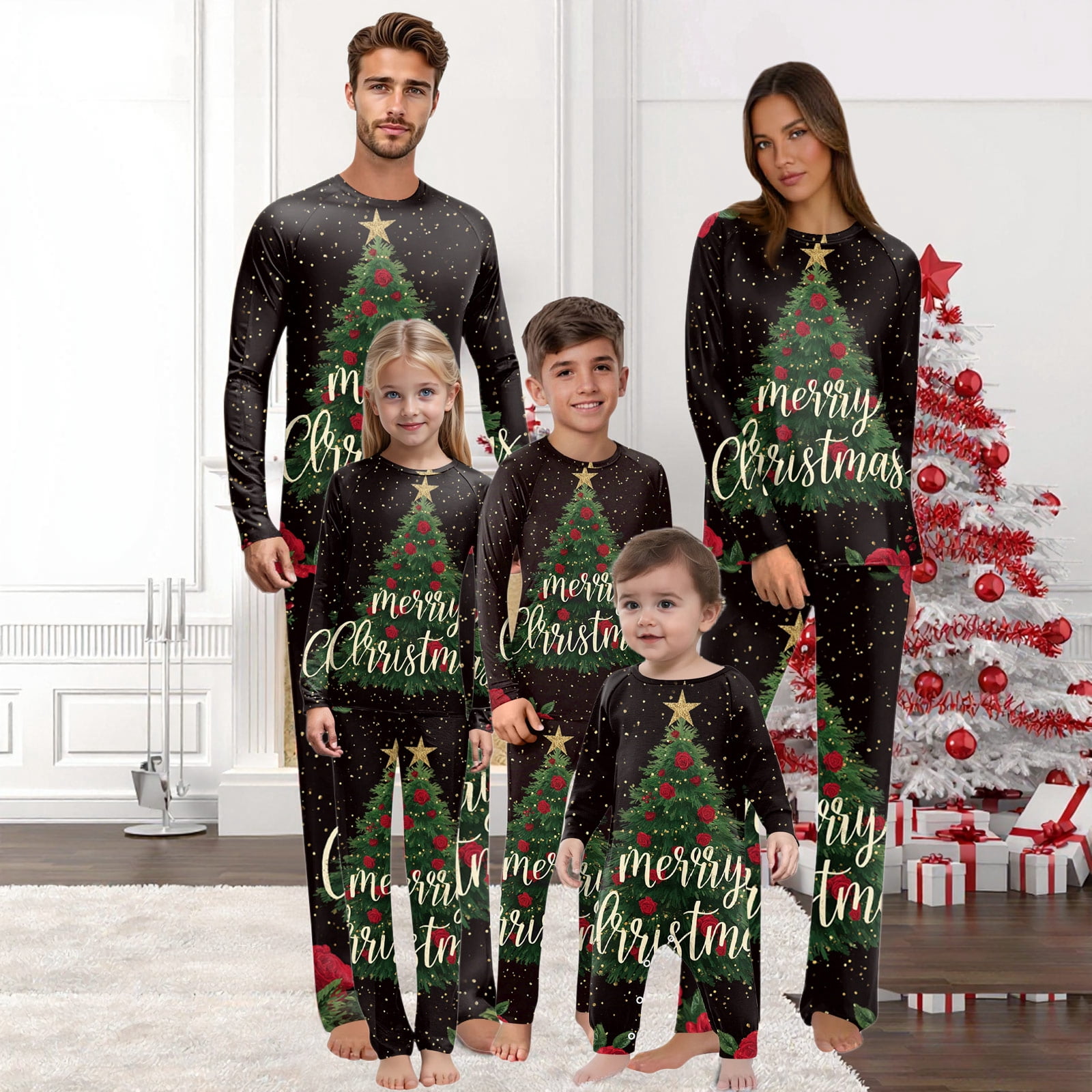 Fgvctg Family Christmas Pajama Set Long Sleeve Holiday Pajama Lounge ...