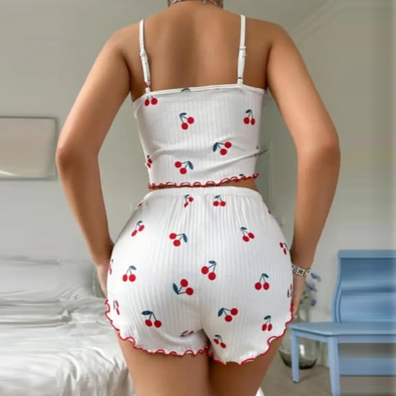 Fgvctg Family Valentine's Day Pajamas Matching Sets Sleeveless 2 Piece Cami Pajama Women Romantic Pjs Loungewear Sets Cute Love Heart Print Date Night Lounge Set With Shorts Watermelon Red S