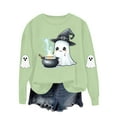 thumbnail image 1 of Fgvctg Halloween Crewneck Sweatshirt Spooky Womens Clothing Oversized Halloween Tops Y2k Crewneck Sweatshirt Winter Pullover Plus Size Fit Light Green 2XL, 1 of 5