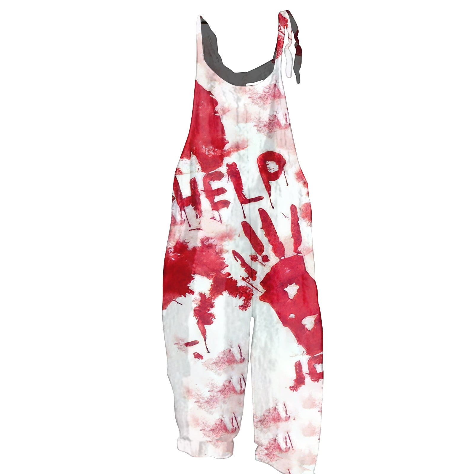 Fgvctg Halloween Overalls for Women Casual Castle Print Cotton Linen