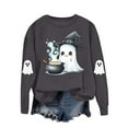 thumbnail image 1 of Fgvctg Halloween Sweatshirt for Women Fall Sweatshirt Girls Oversized Gray Ghost Tops Halloween Loose Clothing Long Sleeve Crewneck Womens Outfits Funny Fit Gray L, 1 of 5