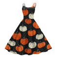thumbnail image 1 of Fgvctg Halloween Wedding Guest Dresses for Women Fit Sleeveless Cocktail Dresses Plus Size Church Dress 1950s Pumpkin Ghost Witch Print Outfits Spaghetti Strap Crewneck Clothes Saffron M, 1 of 4