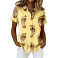 thumbnail image 1 of Fgvctg Hawaiian Beach Shirts for Women Tropical Floral Print Summer Beach Shirt Soft Button Down Short Sleeve Shirts Casual Plus Size Vacation Tops Gold S, 1 of 5