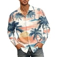 thumbnail image 1 of Fgvctg Hawaiian Button Down Shirt Men Tropical Printed Summer Beach Shirts Loose Button Down Long Sleeve Shirt Casual Fashion Vacation Clothes Green L, 1 of 4
