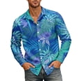 thumbnail image 1 of Fgvctg Hawaiian Mens Button Down Shirt Tropical Printed Summer Beach Shirts Funky Button Down Long Sleeve Shirt Casual Loose Holiday Top Gray L, 1 of 4
