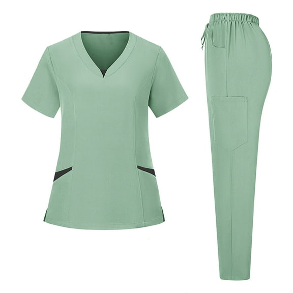 Fgvctg Jogger Scrubs for Women Plus Size Nursing Uniforms Petite V Neck Scrub Pants and Tops Medical Scrubs Jogger Scrubs Tall Scrubs Mint Green XL