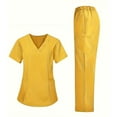 thumbnail image 1 of Fgvctg Jogger Scrubs for Women Plus Size Scrub Joggers Petite V Neck Scrub Pants and Tops Nurse Uniforms Medical Scrubs Tall Scrubs Yellow 2XL, 1 of 3