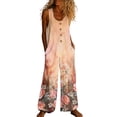 thumbnail image 1 of Fgvctg Jumpsuits for Women Overalls Sleeveless One Piece Spaghetti Straps Overall Fashion Wide Leg Pant Tropical Print Bib Overalls Rompers Summer Beach Vacation Pants With Pockets Yellow S, 1 of 4