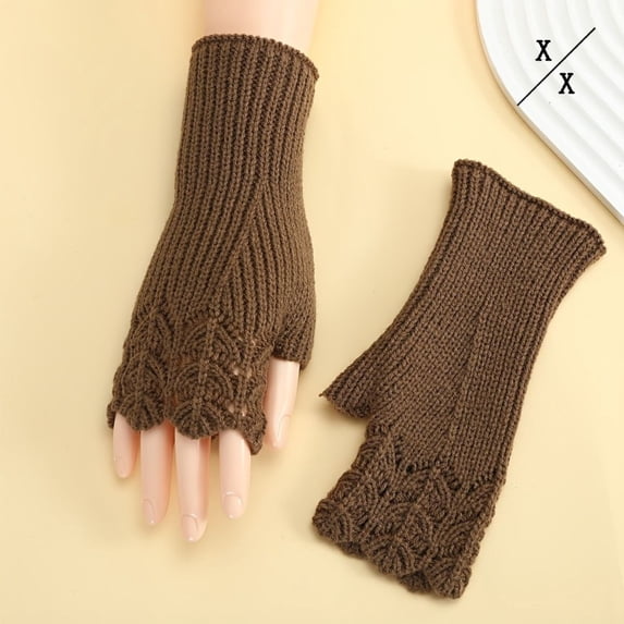 Fgvctg Knit Gloves Women Winter Gloves Women Knitted Women Knitted Gloves Love Wool Gloves Hollow Heart Knitted Gloves Winter Leaky Finger Sleeves Warm Wrist Gloves 1 Pair