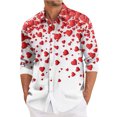 thumbnail image 1 of Fgvctg Long Sleeve Button Down Shirts for Men Cotton Blouse Romantic Date Day Love Heart Print Shirt Plus Size Collared Business Casual Tops Red 2XL, 1 of 4