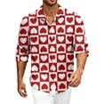 thumbnail image 1 of Fgvctg Long Sleeve Button Down Shirts for Men Cotton Blouse Collared Plus Size Date Day Love Heart Print Shirts Dressy Business Casual Outfits Pink XL, 1 of 5