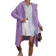 thumbnail image 1 of Fgvctg Long Sweaters Cardigans for Women Trendy Open Front Long Sleeve Cable Knit Cardigan Sweater Chunky Button Down Plus Size Hooded Sweaters Coats with Pockets Purple 2XL, 1 of 4