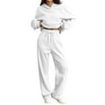 thumbnail image 1 of Fgvctg Lounge Sets for Women 2 Piece Winter Lounge Hoodie Travel Fleece Sweatsuit Plus Size Jogger Sweatpants Oversized Sweatshirts Tracksuit with Pockets White L, 1 of 6