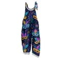 thumbnail image 1 of Fgvctg Mardi Gras Formal Jumpsuits for Women Sleeveless Carnival Party Spaghetti Straps Overall Comfy Wide Leg Pant Mask Print Bib Overalls Romper Sprimg Pant With Pockets Dark Blue L, 1 of 4