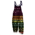 thumbnail image 1 of Fgvctg Mardi Gras Jumpsuits for Women Dressy Sleeveless Carnival Party Spaghetti Straps Overalls Casual Wide Leg Pant Mask Print Bib Overalls Rompers Sprimg Pant With Pockets Multicolor M, 1 of 3