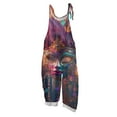 thumbnail image 1 of Fgvctg Mardi Gras Jumpsuits for Women Dressy Sleeveless Carnival Party Spaghetti Straps Overalls Festival Wide Leg Pant Mask Graphic Bib Overalls Rompers Sprimg Pant With Pockets Purple XXL, 1 of 4