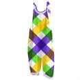 thumbnail image 1 of Fgvctg Mardi Gras Jumpsuits for Women Wide Leg Pant Carnival Party Spaghetti Straps Adjustable Mask Print Jumpsuits Sleeveless Bib Overalls Sprimg Romper Clothes With Pockets Multicolor XXL, 1 of 3