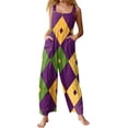 thumbnail image 1 of Fgvctg Mardi Gras Women's Jumpsuit Wide Leg Pant Vintage Mask Graphic Overall Sleeveless Romper Carnival Party Spaghetti Straps Jumpsuits Loose Bib Overalls With Pockets Purple Pink XXL, 1 of 5