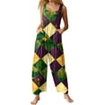 thumbnail image 1 of Fgvctg Mardi Gras Women's Jumpsuits Sleeveless Carnival Party Spaghetti Straps Overall Comfy Wide Leg Pant Mask Print Bib Overalls Rompers Sprimg Pant With Pockets Orange XXXXL, 1 of 5
