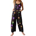 thumbnail image 1 of Fgvctg Mardi Gras Women's Jumpsuits Wide Leg Pant Comfy Overall Mask Graphic Sleeveless Carnival Party Spaghetti Straps Jumpsuit Rompers Bib Overalls Loose Sprimg Pants With Pockets Dark Purple L, 1 of 5