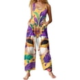 thumbnail image 1 of Fgvctg Mardi Gras Women's Jumpsuits Wide Leg Pant Holiday Overalls Mask Graphic Sleeveless Carnival Party Spaghetti Straps Jumpsuits Romper Bib Overalls Loose Sprimg Pants With Pockets Gold XXXL, 1 of 5