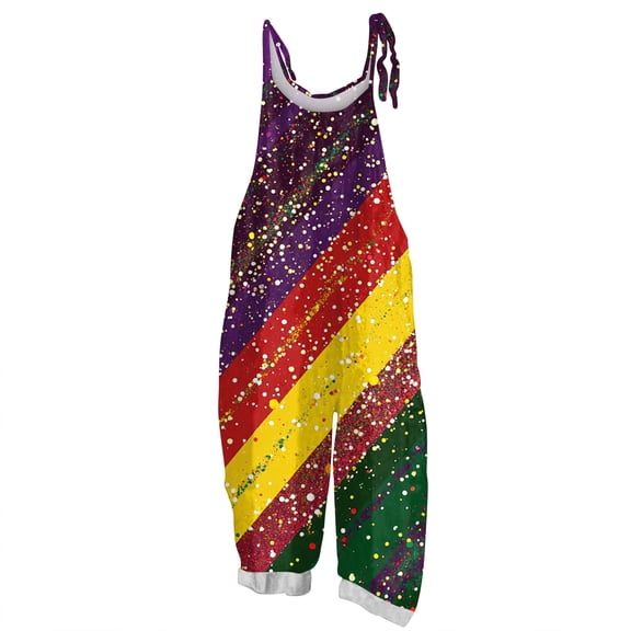 Fgvctg Mardi Gras Women's Overalls Wide Leg Pant Comfy Overalls Mask Graphic Sleeveless Carnival Party Spaghetti Straps Jumpsuit Rompers Bib Overalls Oversized Sprimg Pant With Pockets Multicolor M