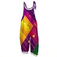 thumbnail image 1 of Fgvctg Mardi Gras Women's Overalls Wide Leg Pant Dressy Overalls Mask Graphic Sleeveless Carnival Party Spaghetti Straps Jumpsuit Rompers Bib Overalls Loose Sprimg Pants With Pockets Purple Pink L, 1 of 3