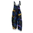 thumbnail image 1 of Fgvctg Mardi Gras Womens Jumpsuit Wide Leg Pant Carnival Party Spaghetti Straps Comfy Mask Graphic Jumpsuits Sleeveless Bib Overalls Sprimg Romper Clothing With Pockets Dark Blue XL, 1 of 4