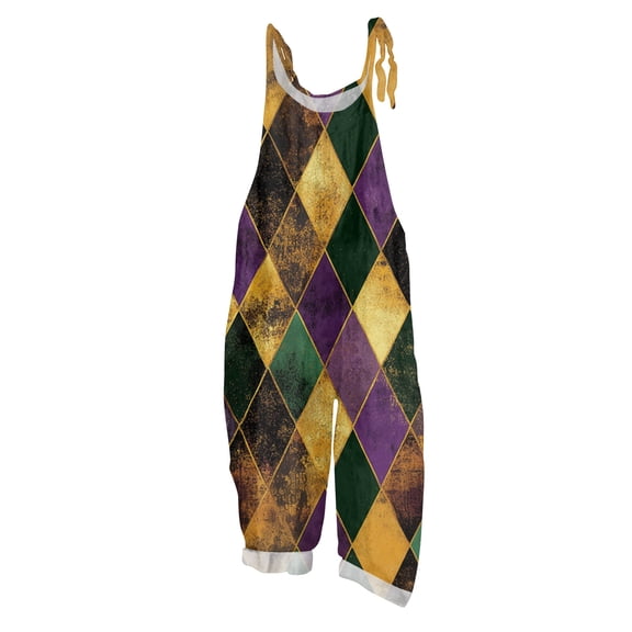 Fgvctg Mardi Gras Womens Jumpsuit Wide Leg Pant Carnival Party Spaghetti Straps Fashion Mask Print Jumpsuits Sleeveless Bib Overalls Sprimg Romper Clothing With Pockets Ginger L