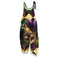 thumbnail image 1 of Fgvctg Mardi Gras Womens Jumpsuit Wide Leg Pant Comfy Mask Print Overall Sleeveless Romper Carnival Party Spaghetti Straps Jumpsuits Loose Bib Overalls Sprimg Clothes With Pockets Black XL, 1 of 3