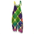 thumbnail image 1 of Fgvctg Mardi Gras Womens Jumpsuits Sleeveless Carnival Party Spaghetti Straps Overall Festival Wide Leg Pant Mask Graphic Bib Overalls Romper Sprimg Pants With Pockets Green L, 1 of 3