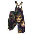 thumbnail image 1 of Fgvctg Mardi Gras Womens Jumpsuits Sleeveless Carnival Party Spaghetti Straps Overalls Comfy Wide Leg Pant Mask Graphic Bib Overalls Rompers Sprimg Pants With Pockets Dark Purple XXL, 1 of 4