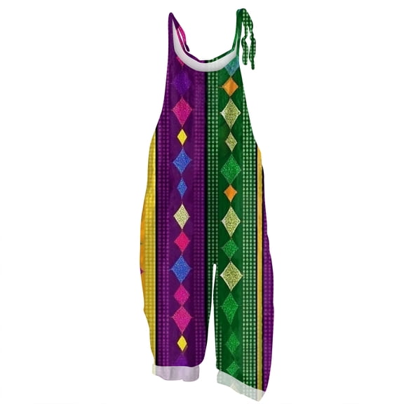 Fgvctg Mardi Gras Womens Jumpsuits Wide Leg Pant Carnival Party Spaghetti Straps Dressy Mask Print Jumpsuits Sleeveless Bib Overalls Sprimg Rompers Clothes With Pockets Dark Gray L