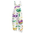 thumbnail image 1 of Fgvctg Mardi Gras Womens Overalls Sleeveless Carnival Party Spaghetti Straps Overall Casual Wide Leg Pant Mask Print Bib Overalls Romper Sprimg Pant With Pockets White XXXXXL, 1 of 4