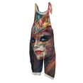 thumbnail image 1 of Fgvctg Mardi Gras Womens Overalls Wide Leg Pant Fashion Mask Graphic Overalls Sleeveless Rompers Carnival Party Spaghetti Straps Jumpsuits Loose Bib Overalls Sprimg Clothing With Pockets Saffron L, 1 of 4