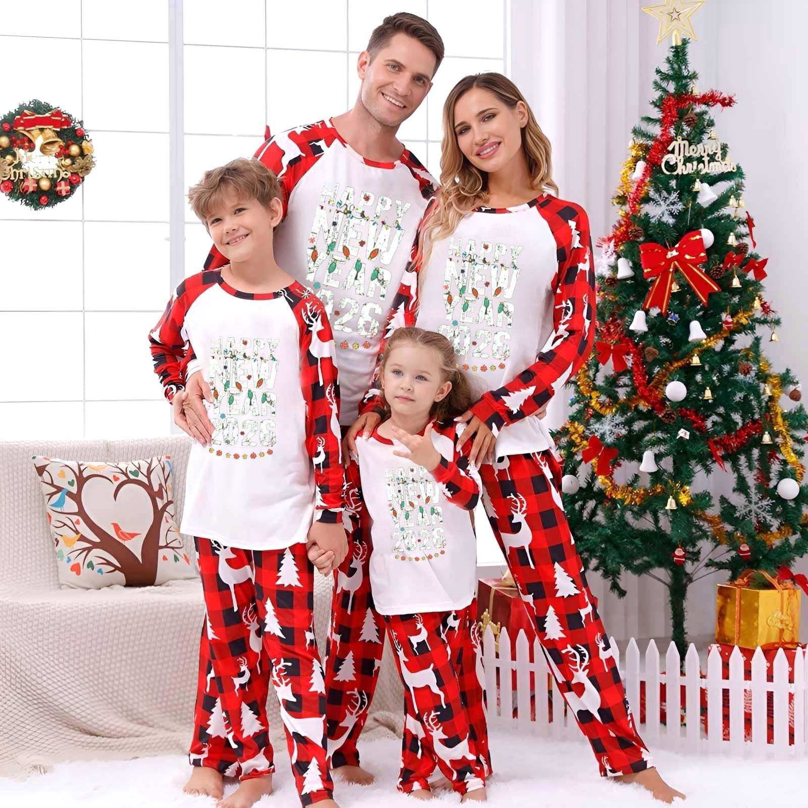 Fgvctg Matching Family Christmas Pajamas Long Sleeve Holiday Pajamas ...
