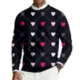 thumbnail image 1 of Fgvctg Men Valentine's Day Sweater Ribbed Knit Crewneck Sweater Love Heart Print Comfy Pullover Slim Fit Long Sleeve Sweaters Oversized Spring Blouses Vermilion XL, 1 of 5