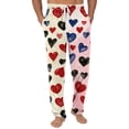 thumbnail image 1 of Fgvctg Men's Valentine's Day Pajamas Stretch Wide Leg Sleepwear Pajamas Pant Fashion Love Heart Graphic High Waisted Pjs Fall Spring Drawstring Lounge Pants with Pockets Light Blue 2XL, 1 of 5