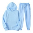 thumbnail image 1 of Fgvctg Mens 2 Piece Outfits Fall Lounge Hoodies Casual Fleece Sweatsuit Comfy Jogger Sweatpants Oversized Sweatshirts Tracksuits with Pockets Light Blue M, 1 of 7