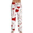 thumbnail image 1 of Fgvctg Mens Pajama Pants Valentine's Day Cute Sleepwear Wide Leg Pajamas Heart Graphic High Waisted Pjs Pant Plus Size Fall Spring Drawstring Lounge Pants with Pockets Watermelon Red 3XL, 1 of 6