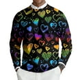 thumbnail image 1 of Fgvctg Mens Romantic Valentine's Day Sweater Crewneck Ribbed Knit Sweater Love Heart Print Romantic Slim Fit Long Sleeve Pullover Sweaters Spring Oversized Clothes Black L, 1 of 5