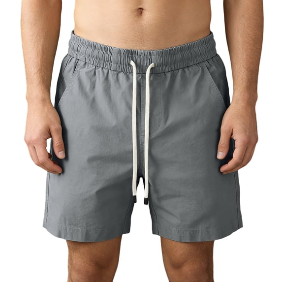 Fgvctg Mens Shorts Cargo Elastic Waistband Casual Summer Beach Cargo Shorts Stretch Waist Waistband Soft Relaxed Fit Short Drawstring Workout Plus Size Pant with Pockets,Gray,2XL