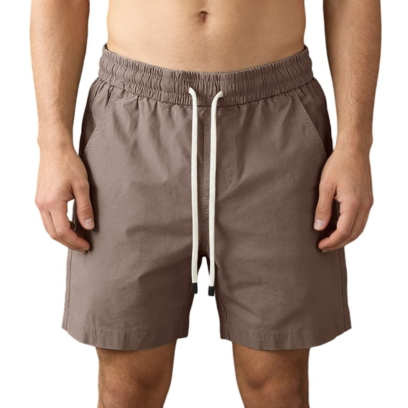 Fgvctg Mens Shorts Casual Stretch Cargo Shorts Trendy Regular Fit Elastic Waistband Summer Hiking Work Pant Waistband Oversized Drawstring Short with Multi Pockets,Coffee,L