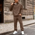 thumbnail image 1 of Fgvctg Mens Sweat Set 2 Piece Fall Lounge Sets Casual Fleece Sweatsuits Comfy Jogger Sweatpants Oversized Sweatshirt Tracksuit with Pockets Brown XL, 1 of 7