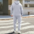 thumbnail image 1 of Fgvctg Mens Sweat Set 2 Piece Fall Sweatsuits Trendy Jogger Sweatpant Comfy Fleece Tracksuits Oversized Sweatshirt Lounge Hoodies with Pockets Light Gray M, 1 of 9