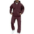 thumbnail image 1 of Fgvctg Mens Sweatsuits 2 Piece Set Tracksuits Set Full Zip Hoodies Fleece Wide Leg Sweatpants Fall Casual Jogger Lounge Sweatsuit with Pockets Wine XL, 1 of 7