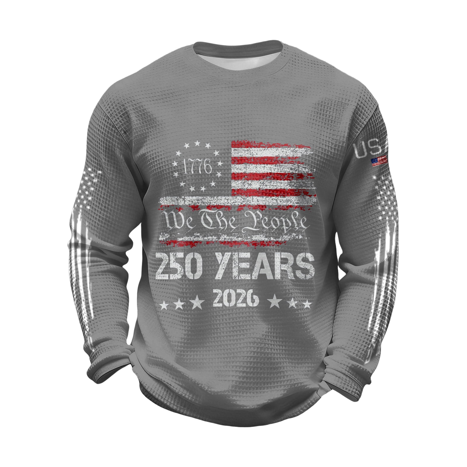 Fgvctg Mens Usa Flag Waffle Sweatshirts Usa Flag American Fashion ...