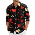 thumbnail image 1 of Fgvctg Mens Valentine's Day Shirts Button Down V Neck Long Sleeve Shirt Soft Collared Blouses Date Day Love Heart Print Plus Size Business Casual Outfits Multicolor L, 1 of 4