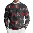 thumbnail image 1 of Fgvctg Mens Valentine's Day Sweater Crewneck Ribbed Knit Sweaters Love Heart Print Romantic Slim Fit Long Sleeve Pullover Sweater Spring Loose Blouse Gray S, 1 of 6